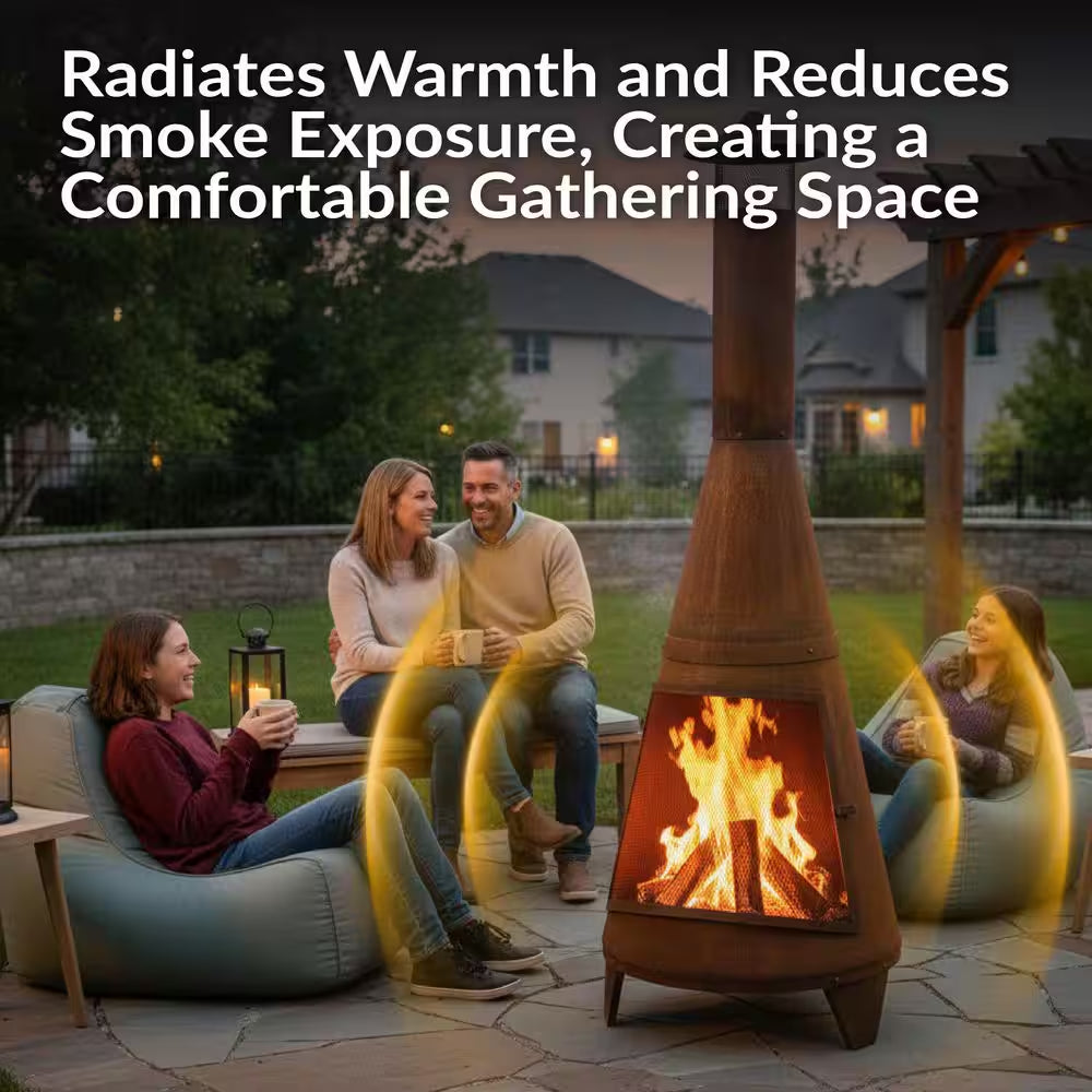 70 In. Rustic Outdoor Wood-Burning Backyard Chiminea Fire Pit