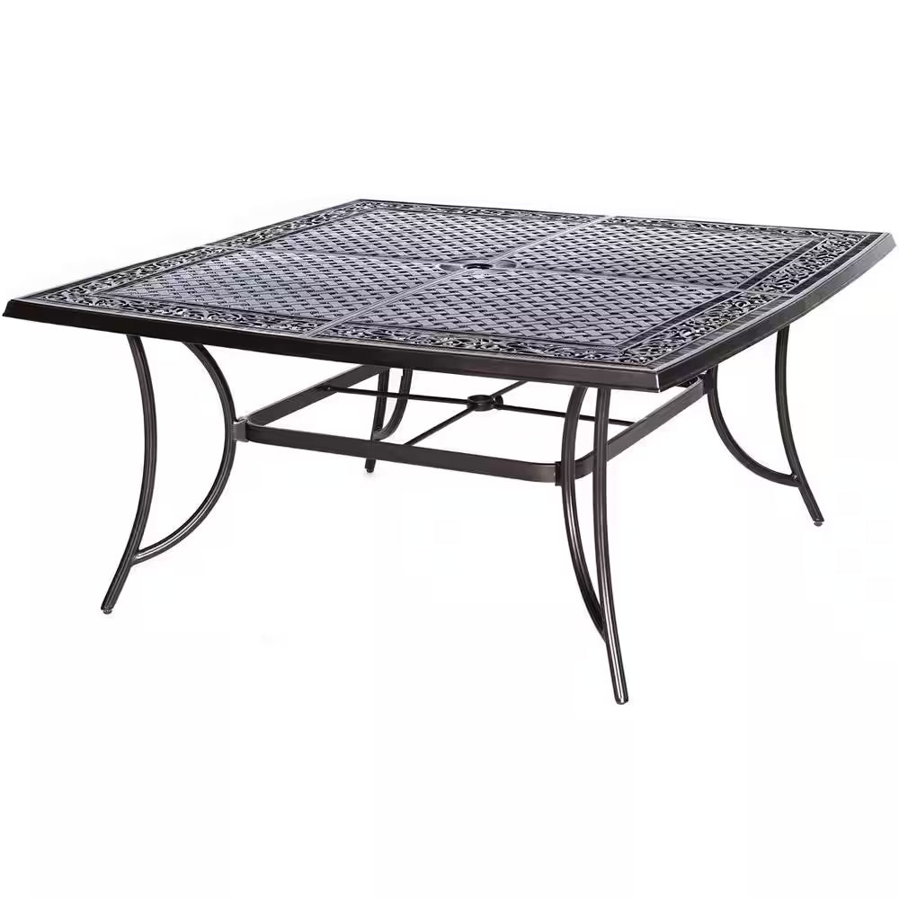 Traditions 9-Piece Aluminum Outdoor Dining Set with Swivel Rockers with Red Cushions