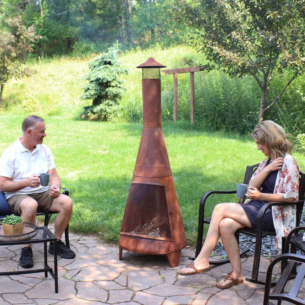 70 In. Rustic Outdoor Wood-Burning Backyard Chiminea Fire Pit