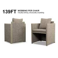 9-Piece Aluminum Outdoor Dining Set All-Weather Modern Rectangular Dining Table and Chairs with Olefin Cushions, Beige