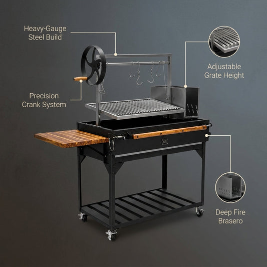 Premium Argentine/Santa Maria BBQ Grill with Wood Fire and Charcoal Grill — Lifestyle