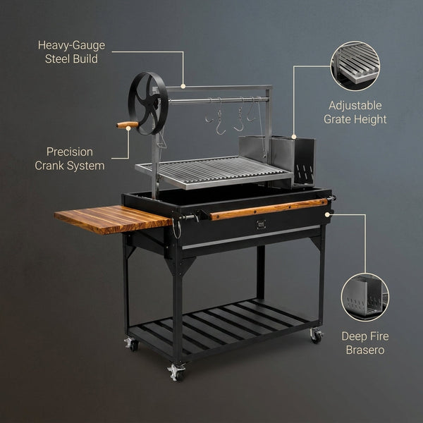 Premium Argentine/Santa Maria BBQ Grill with Wood Fire and Charcoal Grill — Lifestyle