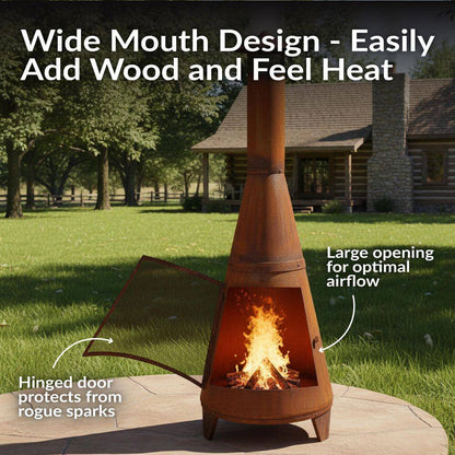 70 In. Rustic Outdoor Wood-Burning Backyard Chiminea Fire Pit