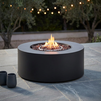 32 In. W X 13.5 In. H Iron Propane Gas Burning round Outdoor Patio Fire Pit in Dark Grey — Studio Shot