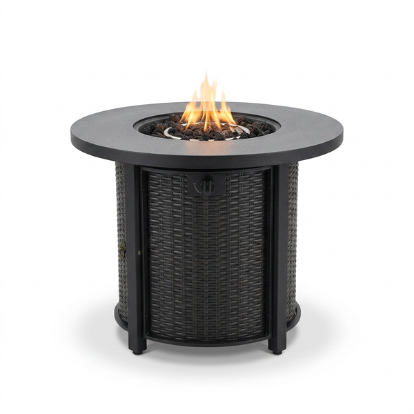 30" Propane Gas Fire Pit Table, 50000 BTU round Steel Fire Pit