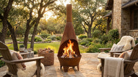 75 In. Rustic Chiminea Wood-Burning Fire Pit — Lifestyle