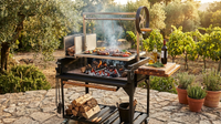 Premium Argentine/Santa Maria BBQ Grill with Wood Fire and Charcoal Grill — Lifestyle